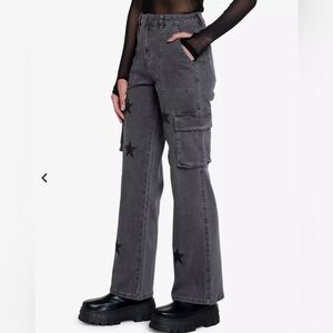 Hottopic Social Collision Grey Star Cargo Utility Pants Size 7